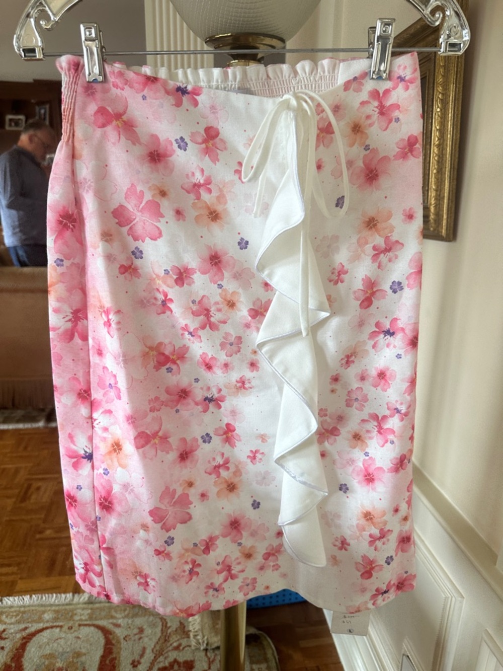 Floral Pink Ruffle Midi Skirt